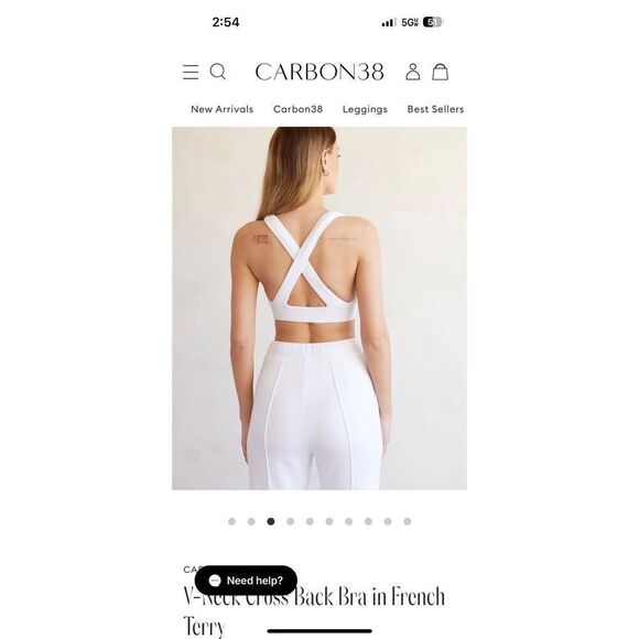 Carbon38 V-Neck Cross Back Bra in French Terry Sz Large NWOT - Picture 2 of 6